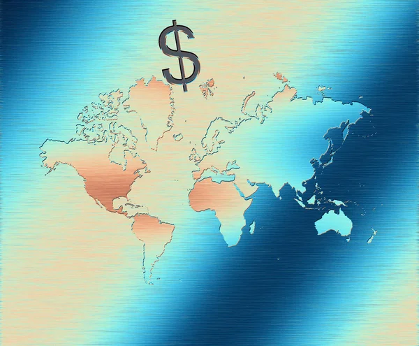 World Map Dollar Sign — 图库照片