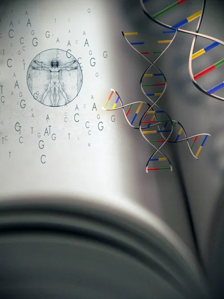 Metnin Için Dna Kitabı Boşluk Içeren Parlak Arkaplan — Stok fotoğraf