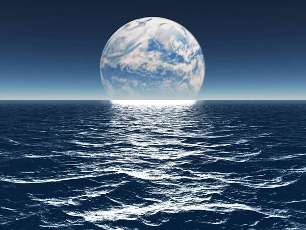 Ocean Sea Alien World Earth Water Terraformed Moon — Stock Photo, Image