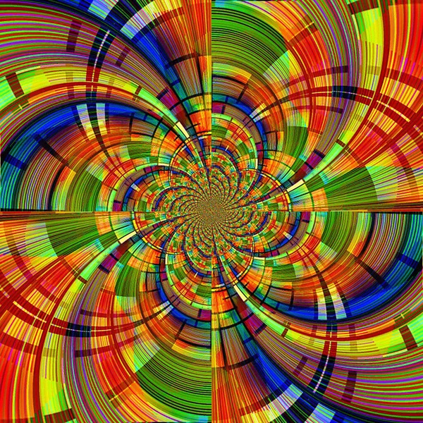 Abstract Colorful Hypnotic Symmetric Pattern Ornamental Decorative Kaleidoscope Movement Geometric — Stock Photo, Image