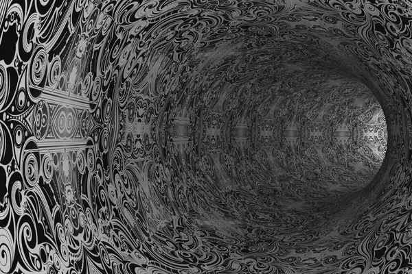 Abstrakter Tunnel Mit Kaleidoskopischen Mustern Den Wänden — Stockfoto