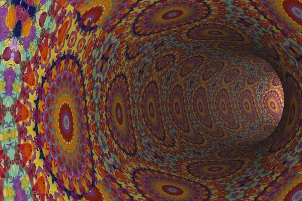 Абстрактный Туннель Декоративным Калейдоскопическим Рисунком Стенах — стоковое фото