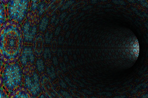 摘要星光装饰隧道 3D渲染 — 图库照片