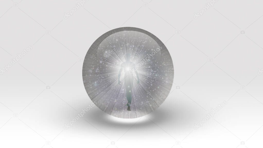Soul inside bubble. 3d rendering.