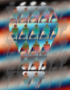 insan siluetleri ile parlak arkaplan 