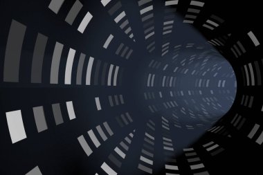 Duvarlarında kare desenler olan soyut tünel.