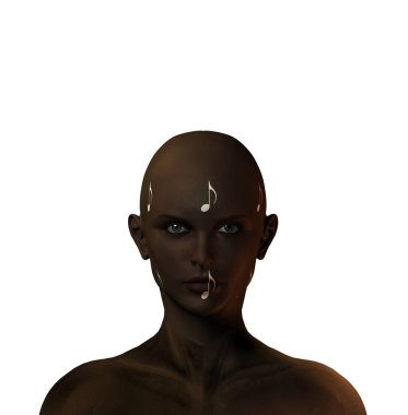 Surreal modern art. 3d render of a female face