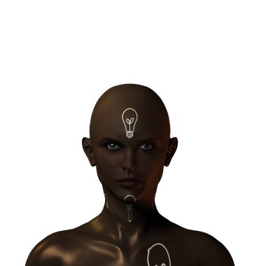 Beyaz arkaplanda üç boyutlu kadın yüzü görüntüsü