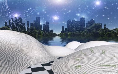 gerçeküstü manzara arkaplan için 3D illüstrasyon