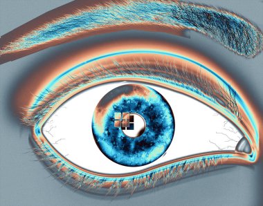 eye lens reflection with green glitter