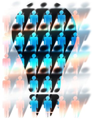 sosyal ağ simgeleri olan bir grup insan