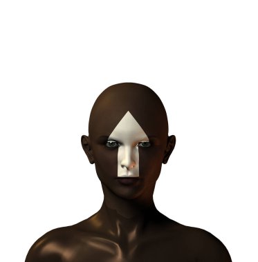 Beyaz arkaplanda üç boyutlu kadın yüzü görüntüsü