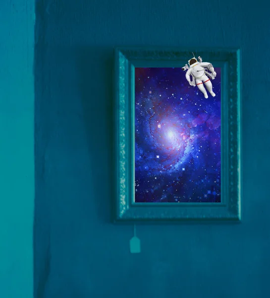 Fenêtre Maison Avec Vue Sur Nébuleuse Galaxie — Photo