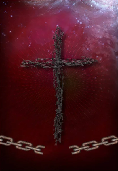 Kreuz Auf Dem Hintergrund Der Kirche — Stockfoto