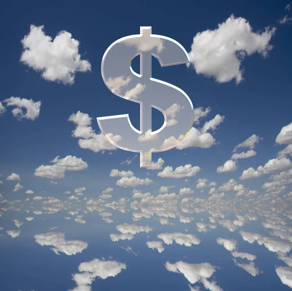 Dollar Sign Blue Sky Background Clouds — Stock Photo, Image