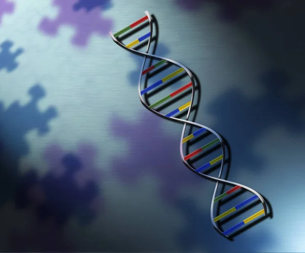 Dna Sträng Och Pusselbitar Rendering — Stockfoto