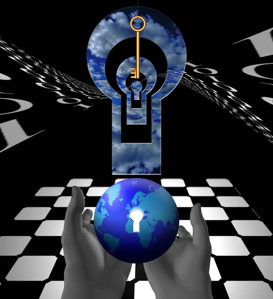 Conceptual Illustration Hands Lock Humanity Rule World Concept — Stockfoto