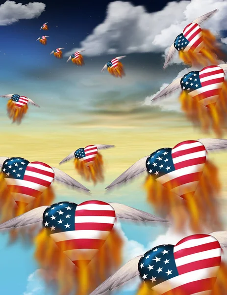 Abstract Colorful Background Hearts American Flag — 图库照片