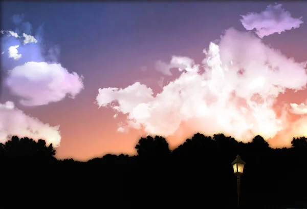 夜空を背景に美しい屋外のシルエットが — ストック写真