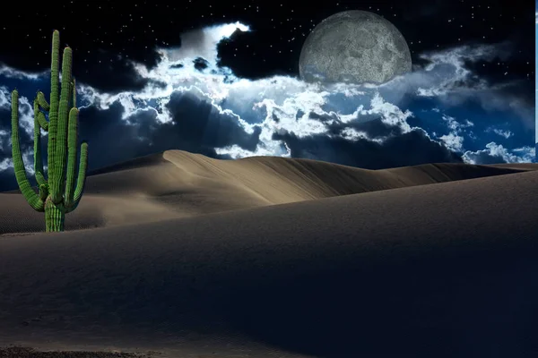 View Beautiful Desert Cloudy Sky — 图库照片