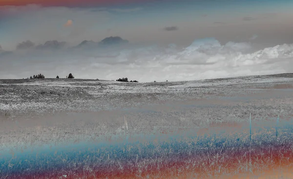 Paisagem Com Fundo Céu Campo Nublado — Fotografia de Stock