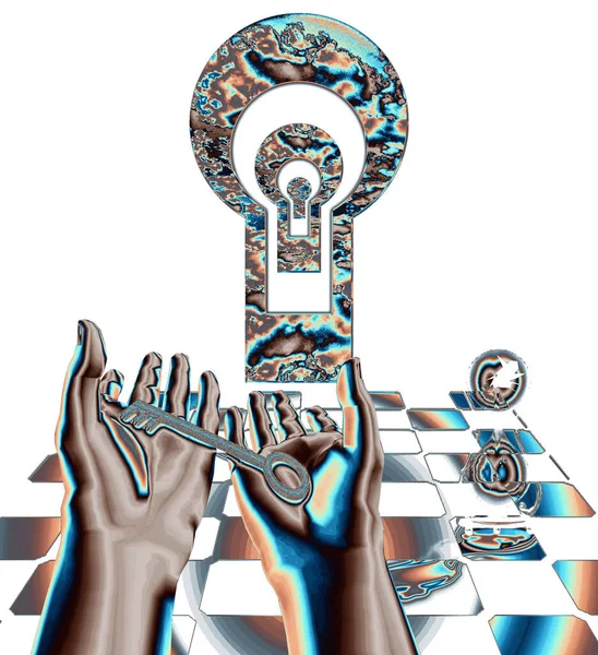 Conceptual Illustration Hands Lock Humanity Rule World Concept — Foto Stock