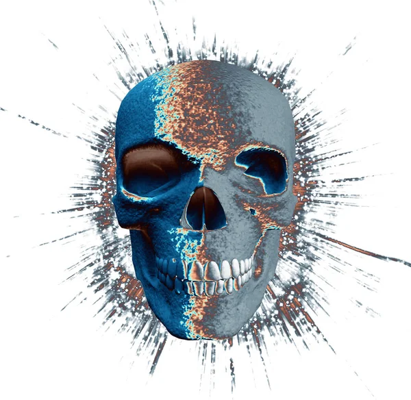 Grungy Ilustração Crânio Humano Para Fundo — Fotografia de Stock