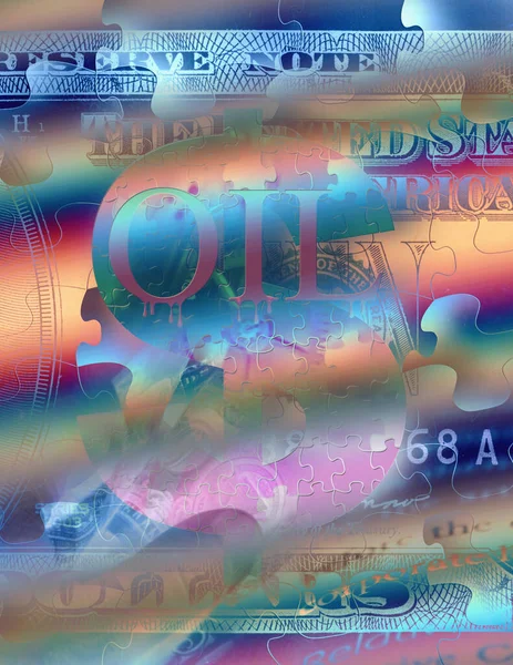 Dollarzeichen Auf Buntem Puzzle Hintergrund — Stockfoto