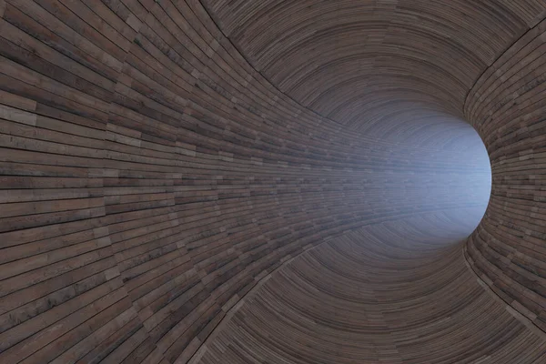 Túnel Abstracto Con Paredes Madera Renderizado — Foto de Stock