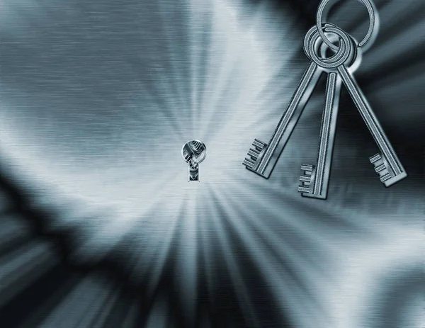 鍵と鍵穴 3Dレンダリング — ストック写真