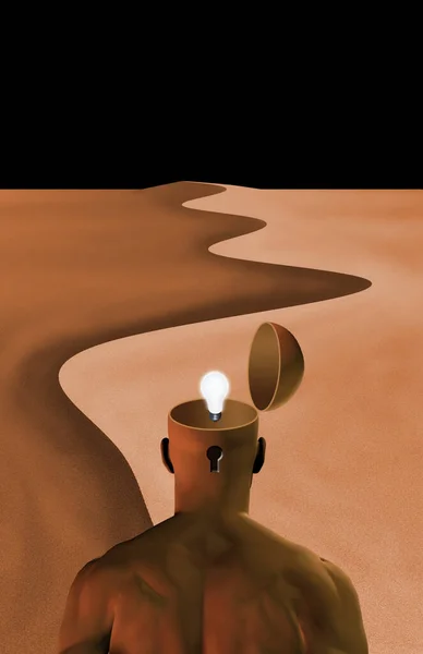 Illustration Eines Menschen Der Wüste — Stockfoto