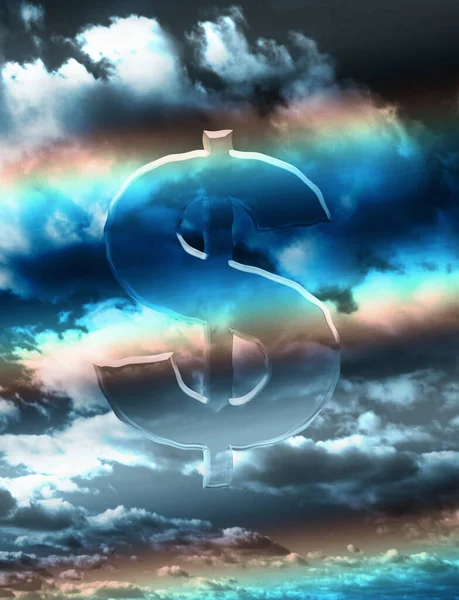 Illustration Des Nuages Signe Dollar — Photo