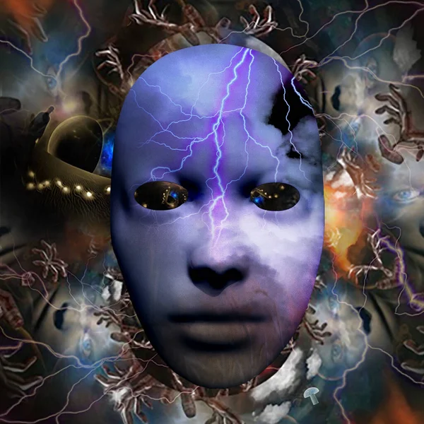 Esoterisk Abstrakt Kosmisk Bakgrund Med Ett Mänskligt Ansikte — Stockfoto