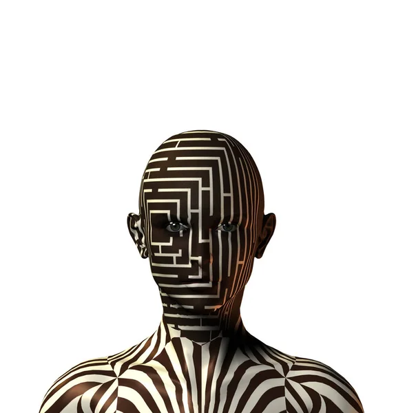 Abstract Vivid Conceptual Illustration Human Head Maze Background — Foto Stock