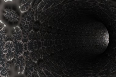 Fraktal formasyonlu soyut tünel. 3d oluşturma.