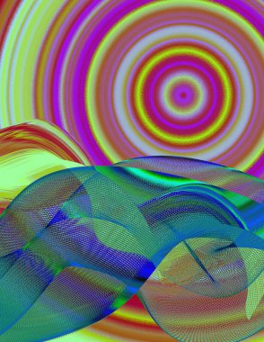 Eşmerkezli daireler çiziyor. Modern dijital sanat.