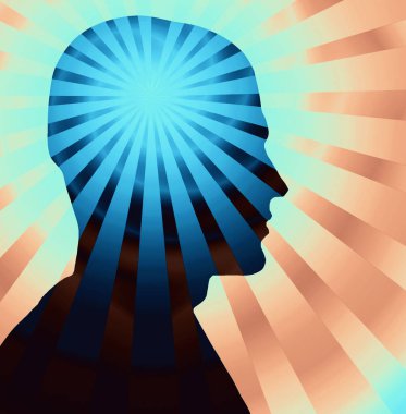 İnsan kafasının arka planının soyut ve canlı kavramsal çizimi