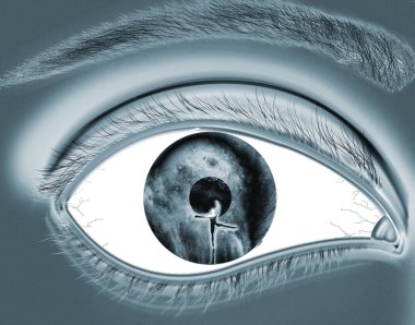 eye lens reflection with green glitter