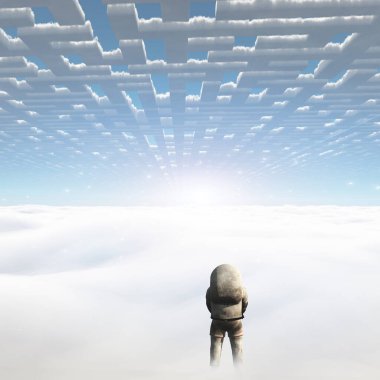 Sırt çantalı bir adamın 3D görüntüsü