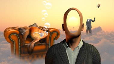 Abstract fantasy concept background with beautiful mountain sunrise and clouds