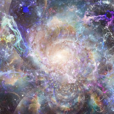 Canlı uzay arkaplanı. 3B görüntüleme.