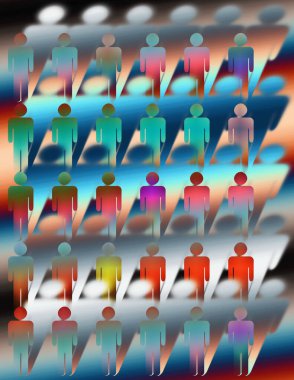 insan siluetleri ile parlak arkaplan 