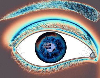 eye lens reflection with green glitter
