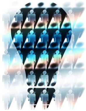 insan siluetleri ile parlak arkaplan 