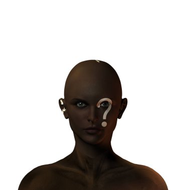 Surreal modern art. 3d render of a female face