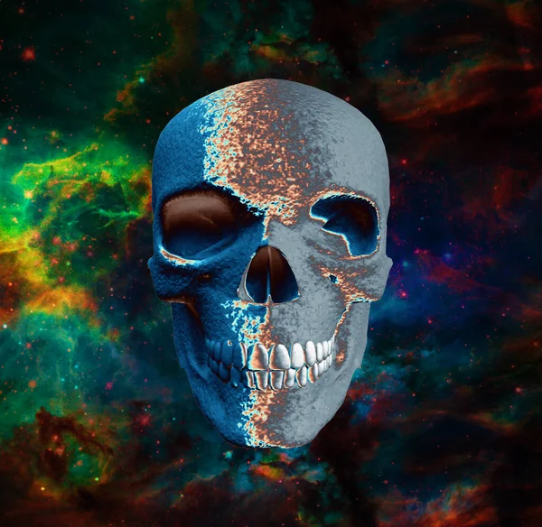 背景に人間の頭蓋骨のグランジーイラスト — ストック写真