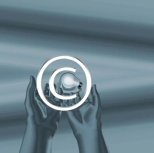 Hände Halten Das Urheberrechtssymbol Darstellung — Stockfoto
