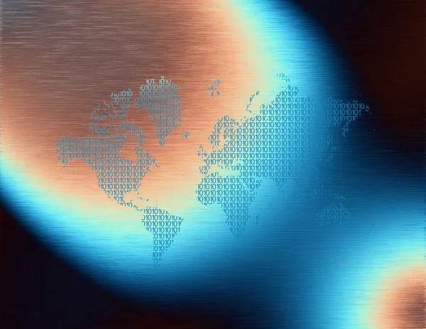 Cyfrowa Mapa Świata Abstrakcyjna Ilustracja Niebieskim Tle — Zdjęcie stockowe