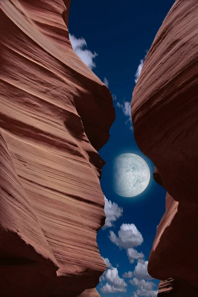 Red Rock Canyon Full Moon Sky — Stock Photo, Image