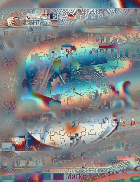 Dollar Sign Colorful Puzzle Background — Stock Photo, Image